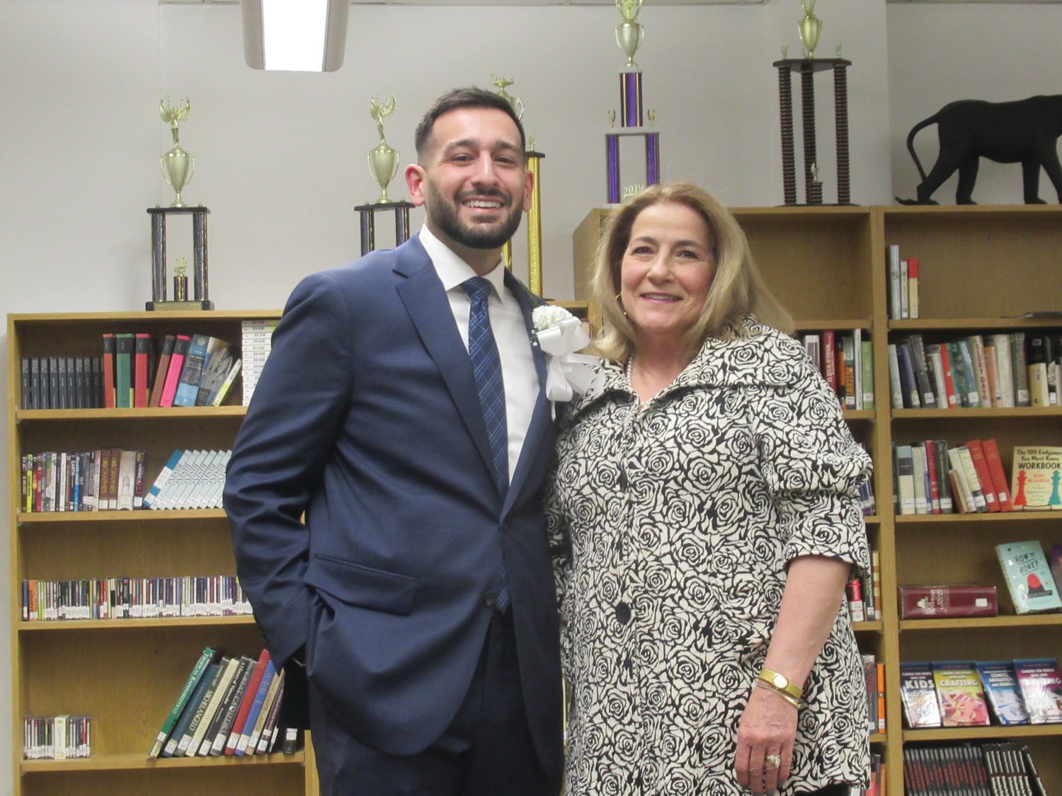 SPECIAL SON: Lucy Polisena is all smiles as she joins her son – Mayor Joseph Polisena Jr. – who was sworn in at an inauguration ceremony last Monday night.